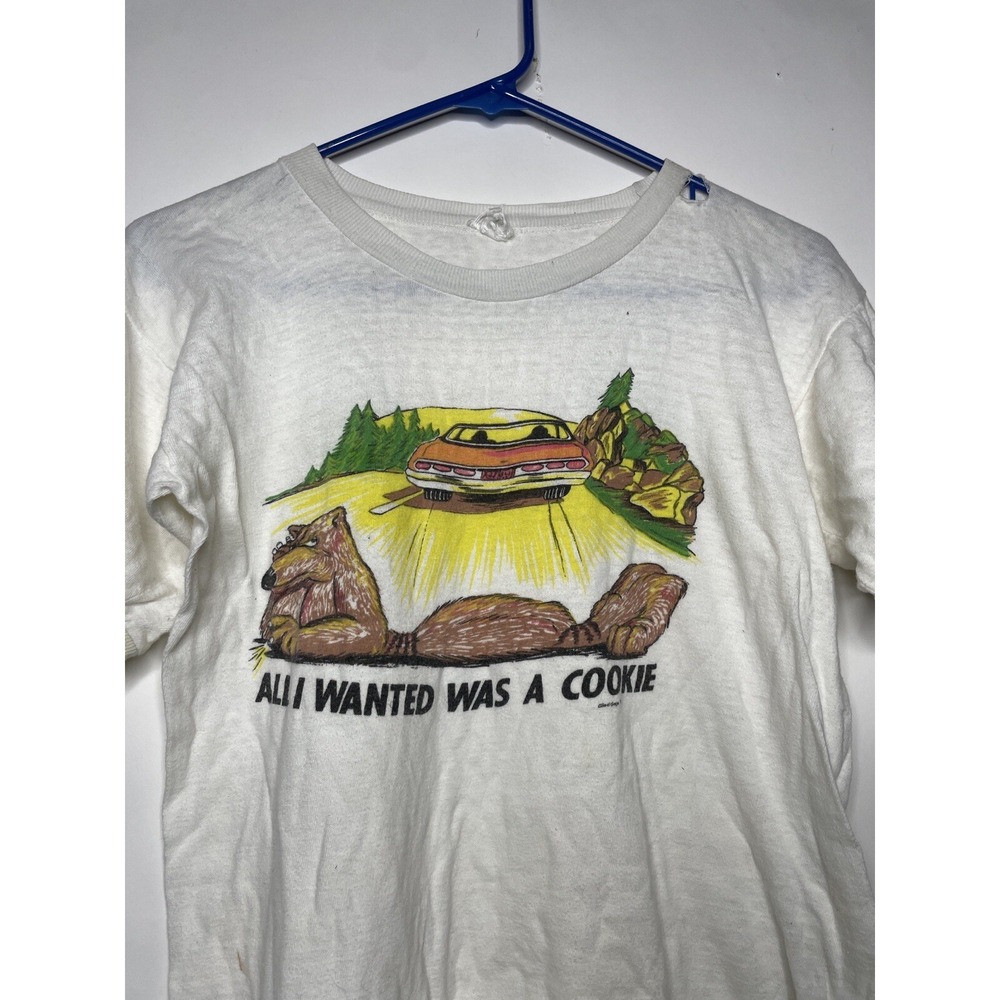 Vintage Obscure Tee Shirt Size Small Obscure White FLAW Dog 70s - Picture 2 of 11